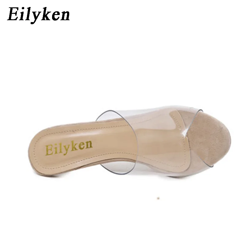 Eilyken 2022 PVC Jelly Slippers Open Toe High Heels Women Transparent Perspex Shoes Heel Clear Sandals Size 35-42 | Обувь