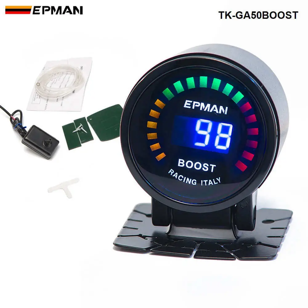 Новинка 2015 EPMAN racing 52 мм дымчатый Светодиодный Измеритель PSI/BAR Turbo Boost с датчиком