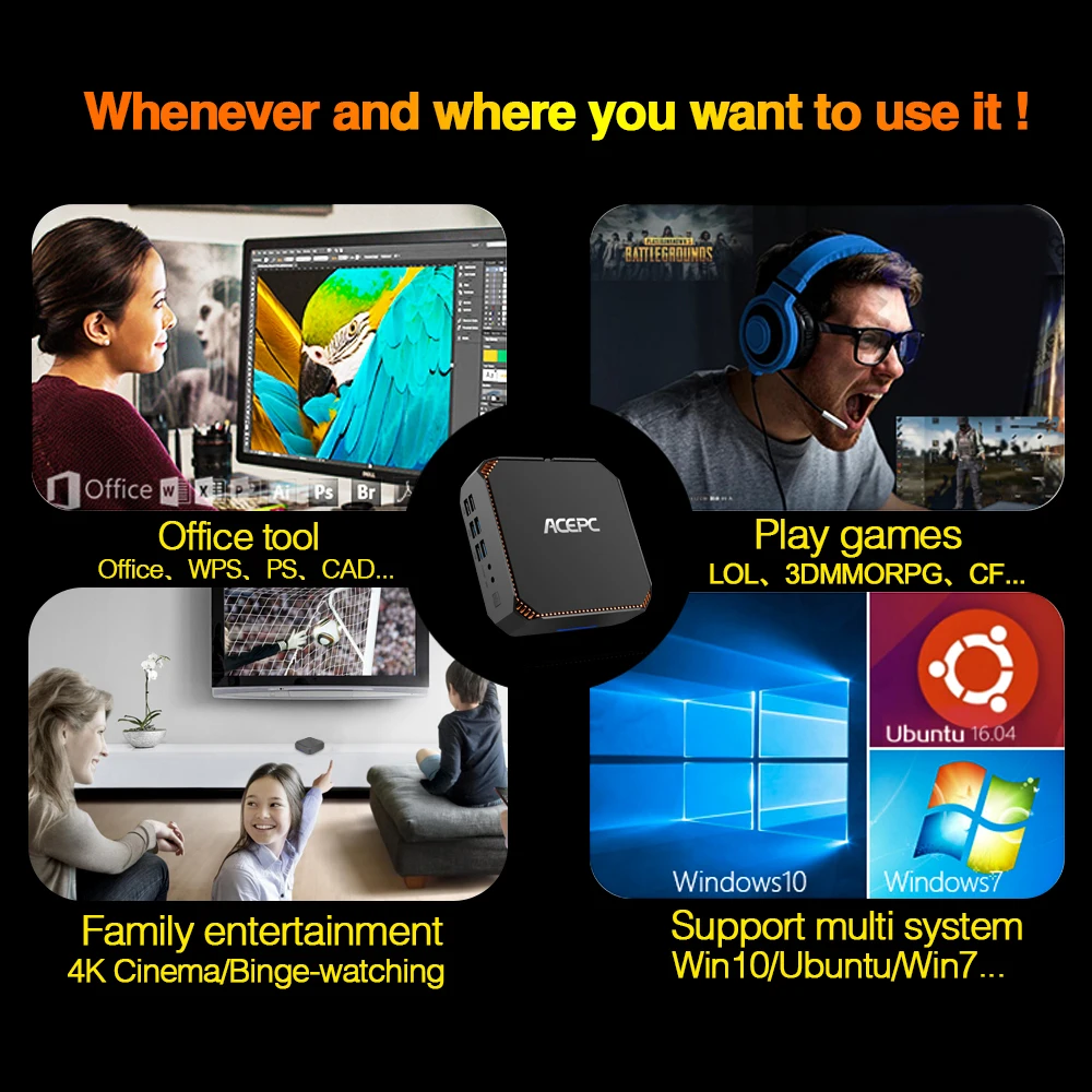 CK2 Intel Core Mini PC DDR4 Win10 Настольный ПК Kaby Lake i5 7200U 7300U 2 ядра 4K 4 потока 5 GHZ Linux Windows игровой