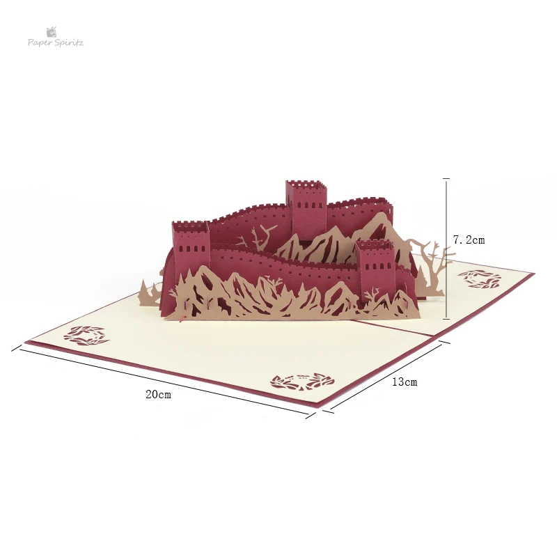 Бумажные открытки SPIRITZ Great Wall 3D лазерная резка крафт-бумага всплывающая карта с