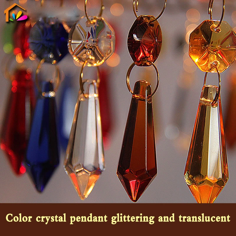 Classic Bohemia Style Restro Pendant Light Iron Carving Lampshade K9 Colors Crystal Decoration 3*E27 LED Bulbs Round Lampbase | Лампы и