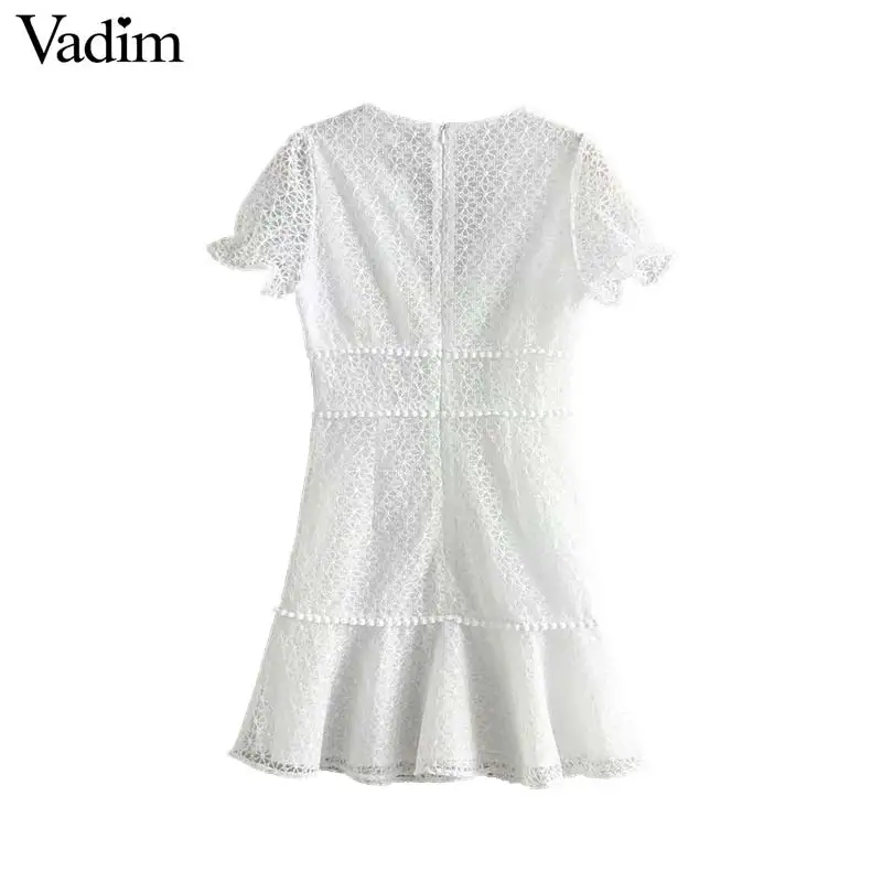 Vadim женское белое мини платье с вышивкой v образный вырез короткие пышные рукава