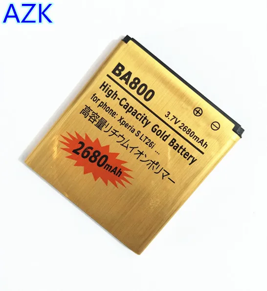 AZK новый золотой аккумулятор 2680 мАч BA800 для SONY Xperia S V LT25i LT26i Arc HD AB 0400 телефона|ba800
