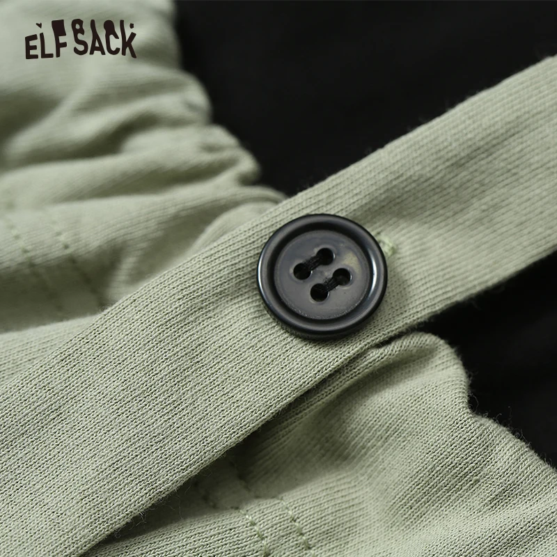 Женское свободное платье ELF SACK цвет хаки винтажное хлопчатобумажное с завязками