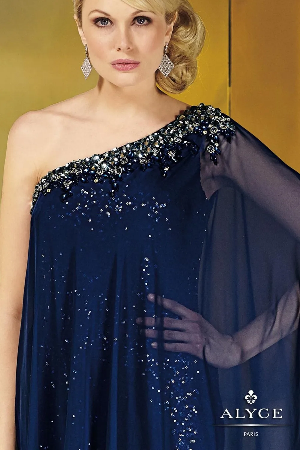 New Arrival Dubai Kaftan Chiffon One Shoulder Arabic Evening Dress 2015 Robe De Soiree Long Prom Dresses Dark Blue | Свадьбы и