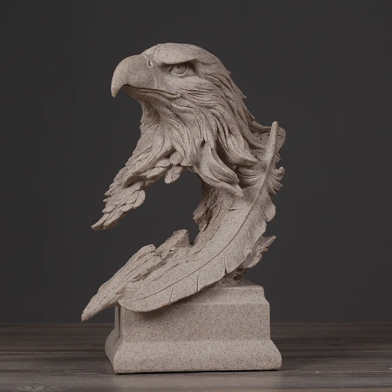 

Eagle Bust Sculpture Animal Shape Living Room Bookcase TV Stand Sandstone Crafts Creative Decoration L3328