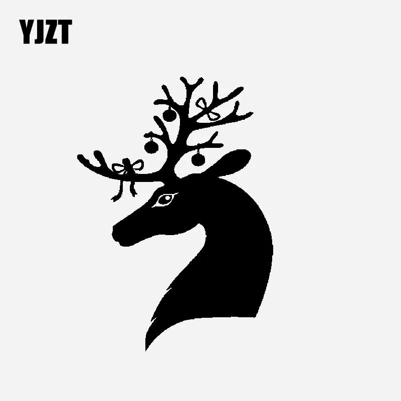 

YJZT 12.7CM*17.6CM Creative Head Of Christmas Elk Car Sticker Vinyl Decal Black/Silver C23-0093
