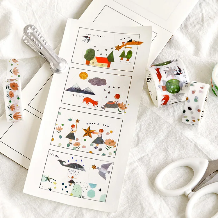 10pcs/pack Maple Forest Animals Washi Tape Diy Scrapbooking Sticker Label Masking School Office Supply Japanese Stationery | Канцтовары