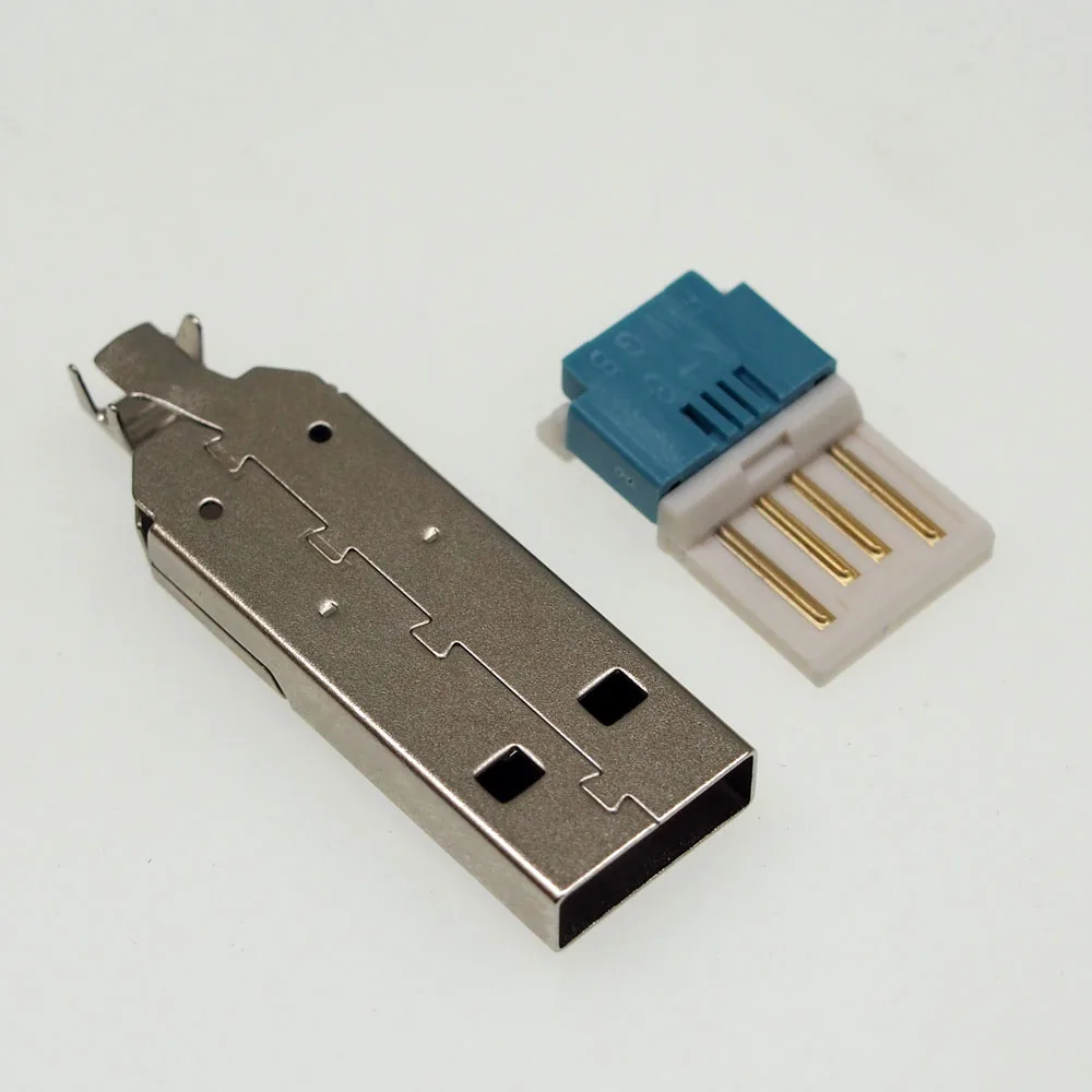 25 комплектов 2 в 1 USB штекер с металлическим корпусом корпус без пайки пресс-провод тип длинный тип