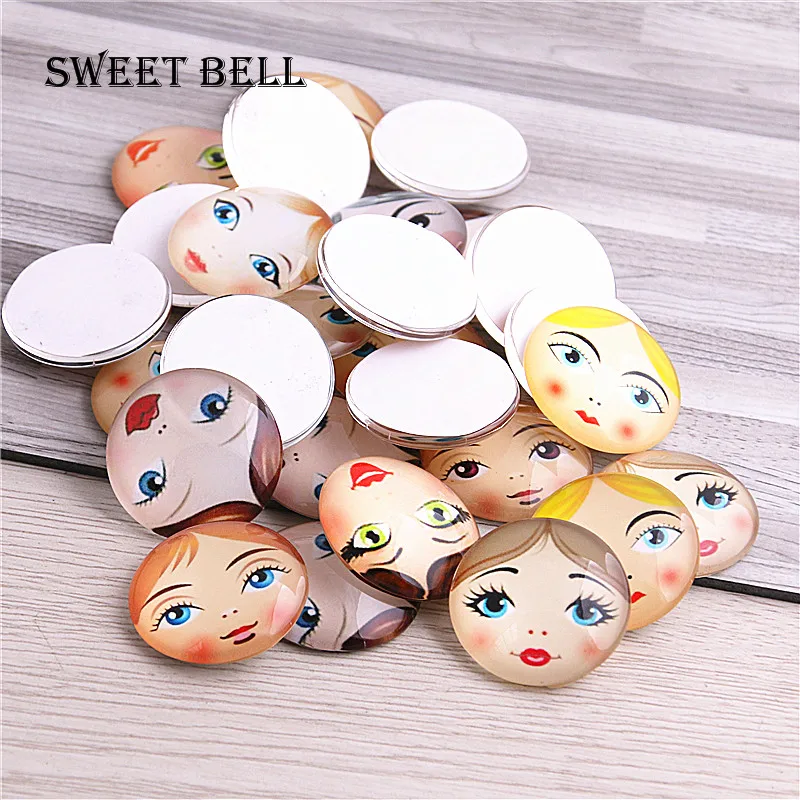 Sweet Bell 20 шт. новые модные смешанные стеклянные кабошоны ручной работы с узором