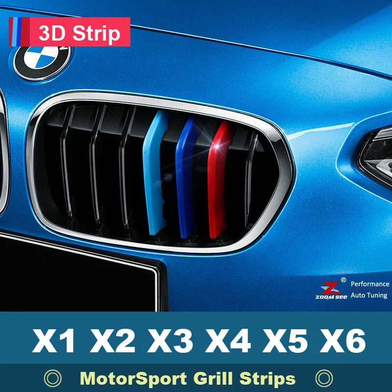 Передняя решетка полоски для BMW X1 X2 X3 X4 X5 X6 E84 F48 F39 F25 F26 G01 G02 E53 E70 E71 E72 F15 F16 M Автоспорт