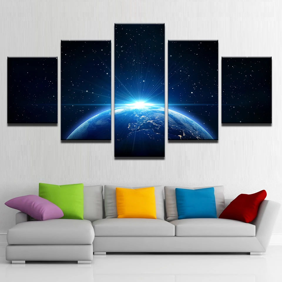 Печать на холсте Картины Wall Art Home Decor 5 шт. Вселенная земля плакат &quotПланета&quot