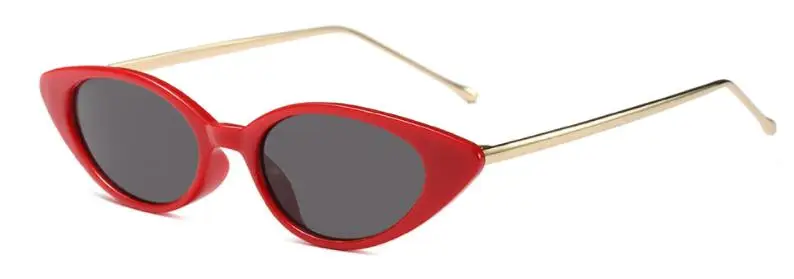 C6 red frame black УНИКАЛЬНЫЕ Солнцезащитные очки кошачий глаз женские тонкие очки в черепаховой оправе маленькие очки Модные металлические черные солнцезащитные очки для женщин милые сексуальные Оттенки UV400 - Цвет линз: C6 red frame black