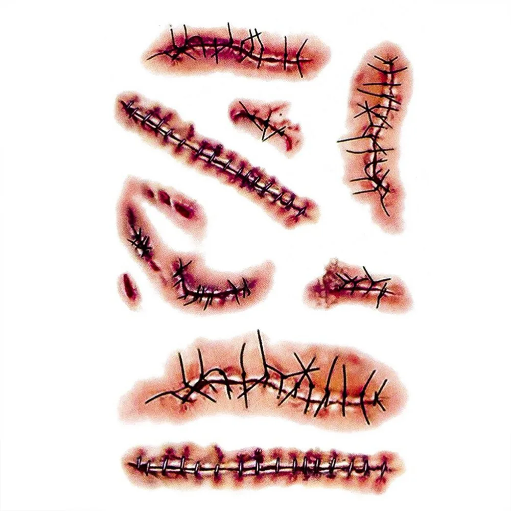 Горячие тату для Хэллоуина Зомби Шрамы Татуировки с фальшивой паршивой крови