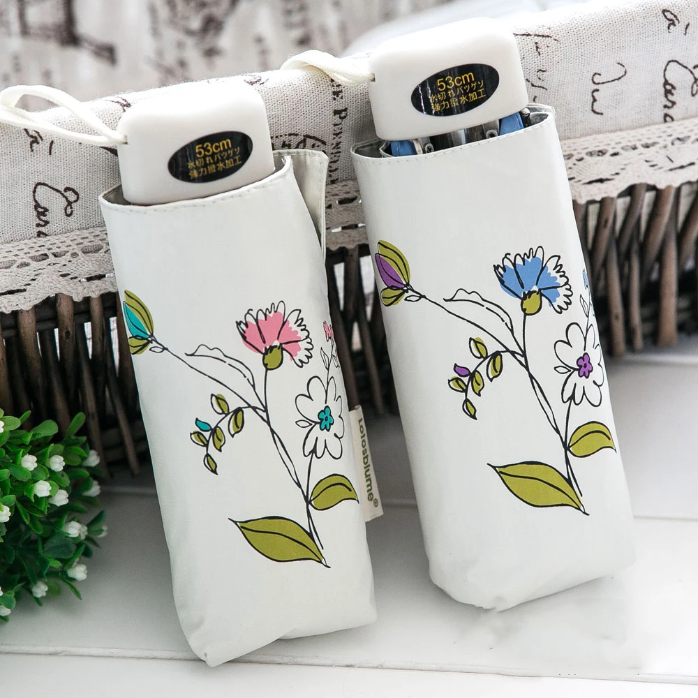 Мода Малый пять складной зонтик дождь Женский Черный Покрытие Anti UV Sunmmer