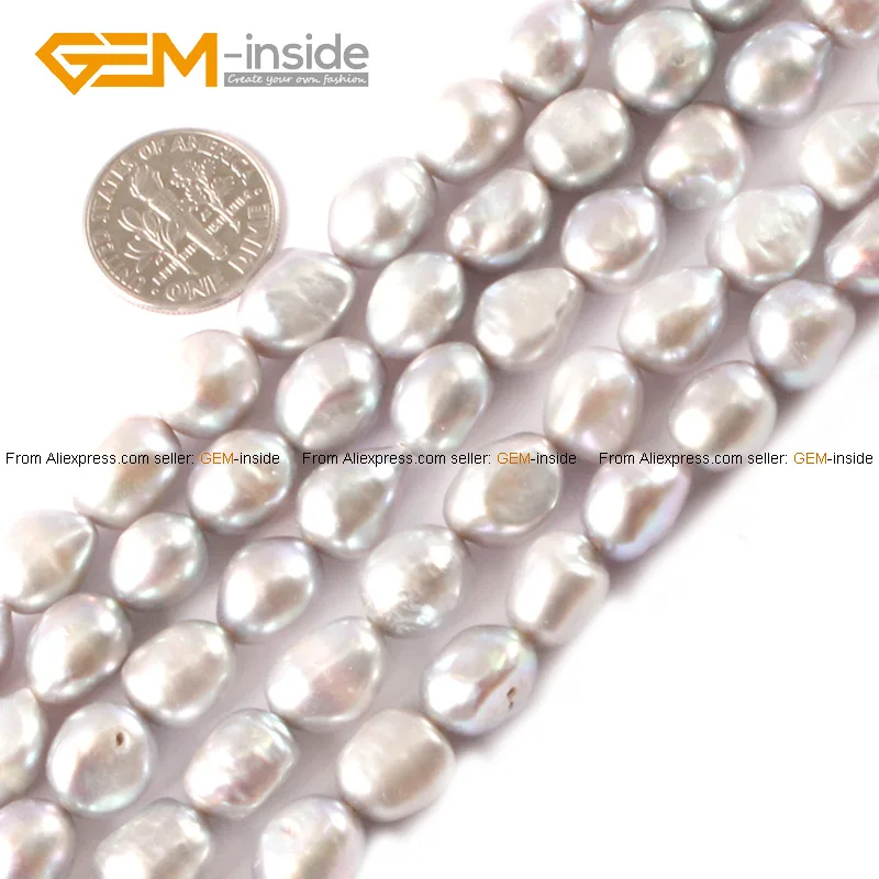 

Gem-inside 9-10mm Freeform Potato Pearl Beads Cultured Pearl Beads For Jewelry Making Bracelet Necklace 15inch DIY Beads