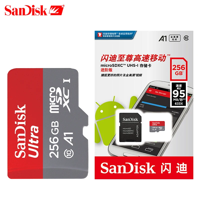 Оригинальный sandisk Micro SD карты Class10 памяти 16 ГБ 32 64 128 200 256 400 100 МБ/с. памяти|Карты