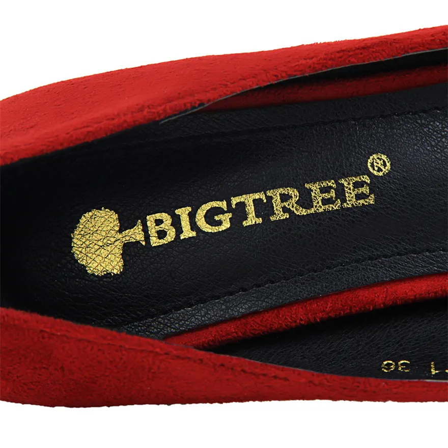 Женские офисные туфли BIGTREE на тонком каблуке с острым носком из флока | Обувь