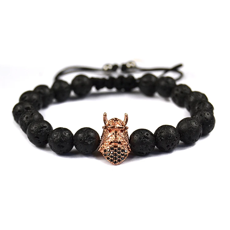 Плетеный макраме браслет для мужчин из лавового камня Pulseira Masculina ювелирные