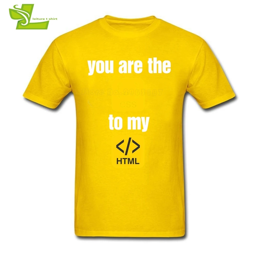 Мужская футболка с коротким рукавом круглым вырезом и принтом You Are The Css To My Html |