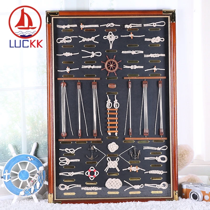 Настенная винтажная фоторамка LUCKK 60*90 с различными матросскими узлами и именем