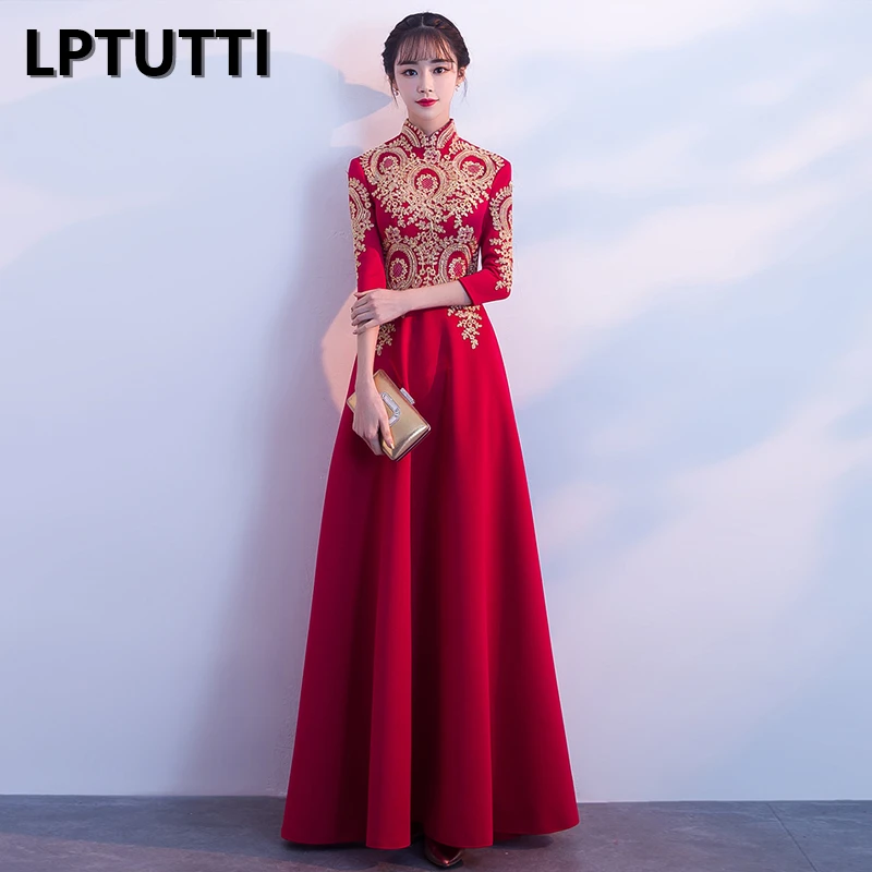 Вышивка воротник Cheongsam Плюс Размеры новый для Для женщин Элегантный Дата