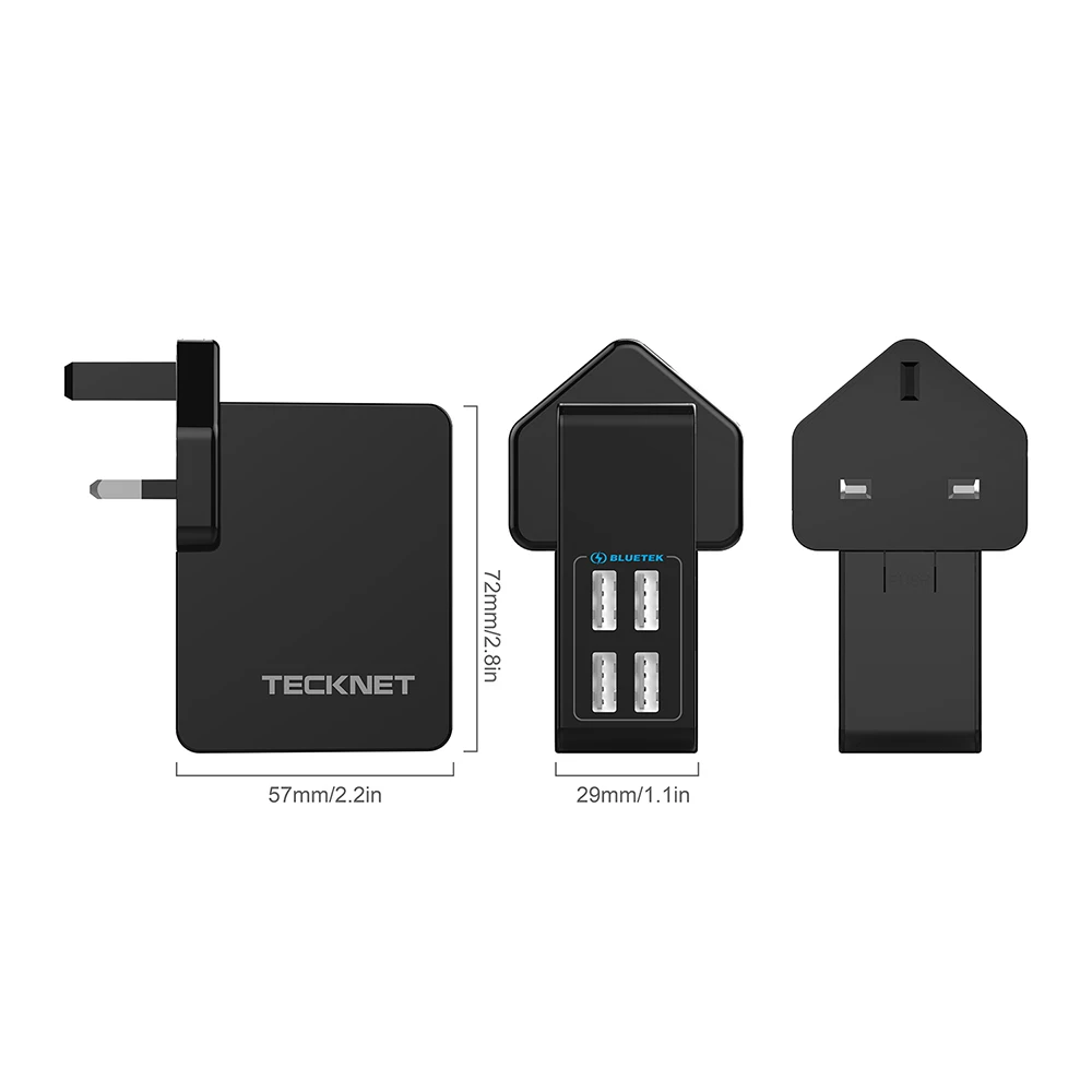 TeckNet PowerZone C3 27 Вт/5.4A 4 порта USB вилка настенное зарядное устройство с Умной технологией зарядки для iPhone 7/6s/Plus, iPad Pro