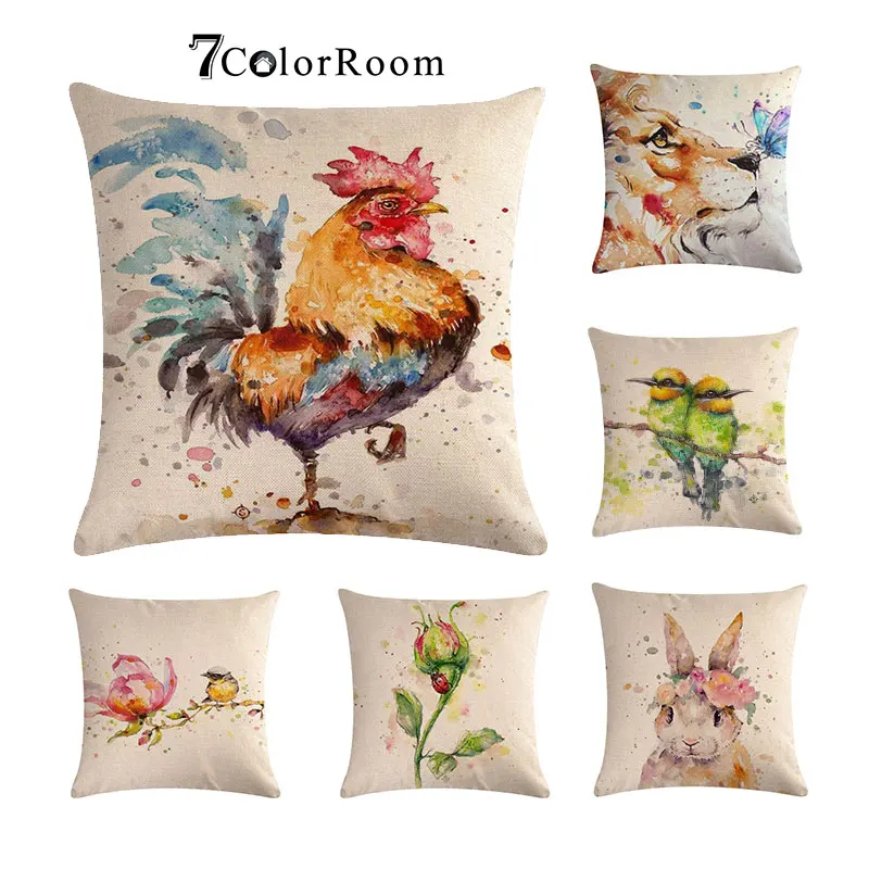 Животные акварель масляная живопись Фламинго курица сова кролик Орел Олень