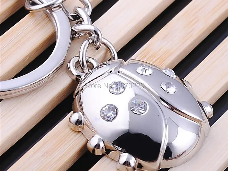 HJ Жук Насекомое Стразы сплав брелок креативный полированный хром модные