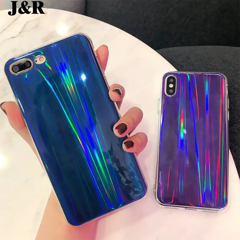 J &amp R роскошный Радужный блестящий чехол для телефона iPhone 6 6s 7 8 Plus X разноцветный