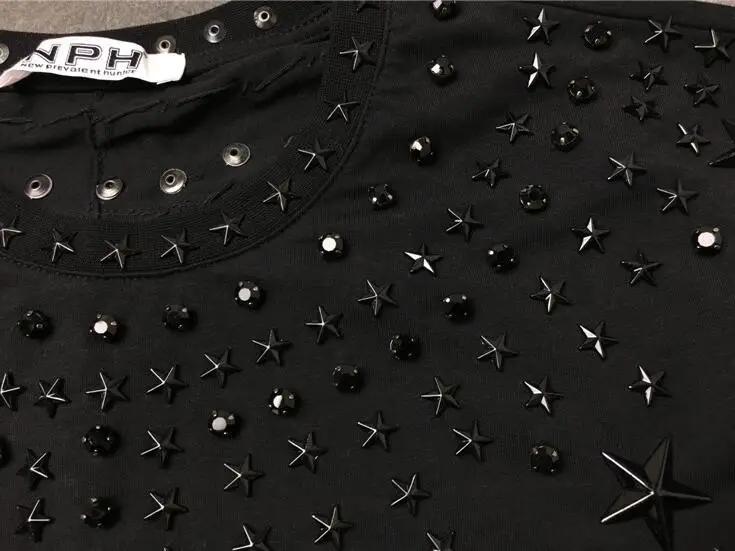 Новинка 2017 мужские футболки с заклепками в виде звезд металлической дрелью стиле