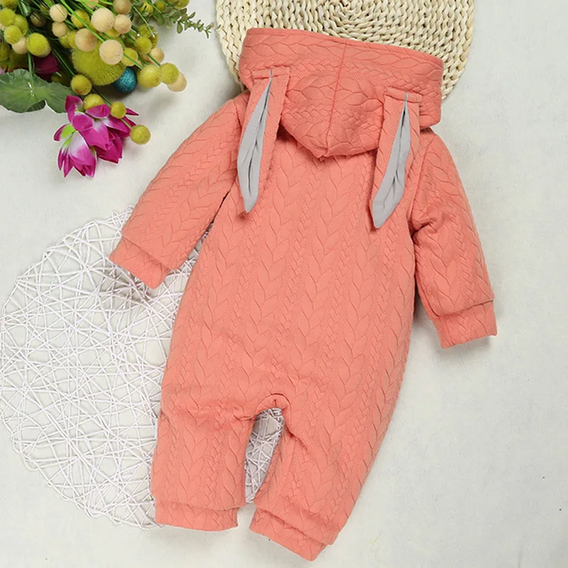 Cute Ear Hooded mantle Baby coat Rompers For Boys Girls Clothes Newborn Plus thick velvet fleece Clothing Jumpsuit Infant jacket | Детская