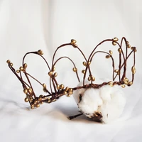 10pcs wholesale golden gold round wedding flower crowns pip berry tiara children kids adult sparkly gift