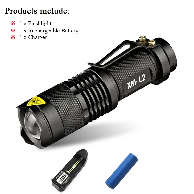 BHS515B1 Zoom мини cree XM-L2 светильник-вспышка светодиодный фонарь 5 режимов 3800 люменов водонепроницаемый 18650 перезаряжаемый аккумулятор Тактический светильник-вспышка - Испускаемый цвет: BHS515B1