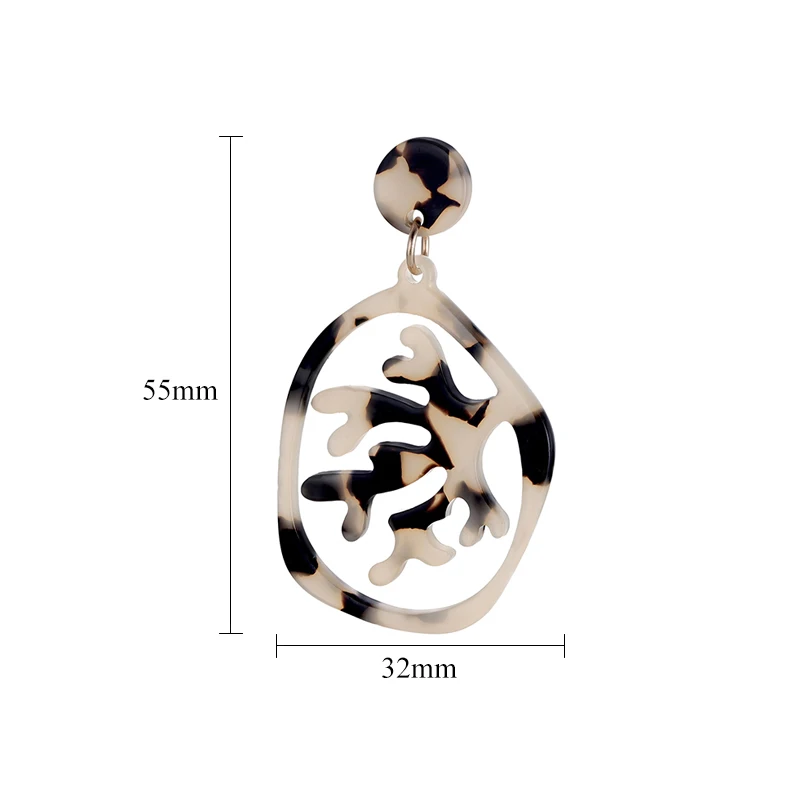 Полые резные дизайн акриловой кислоты серьги для Для женщин асимметричные