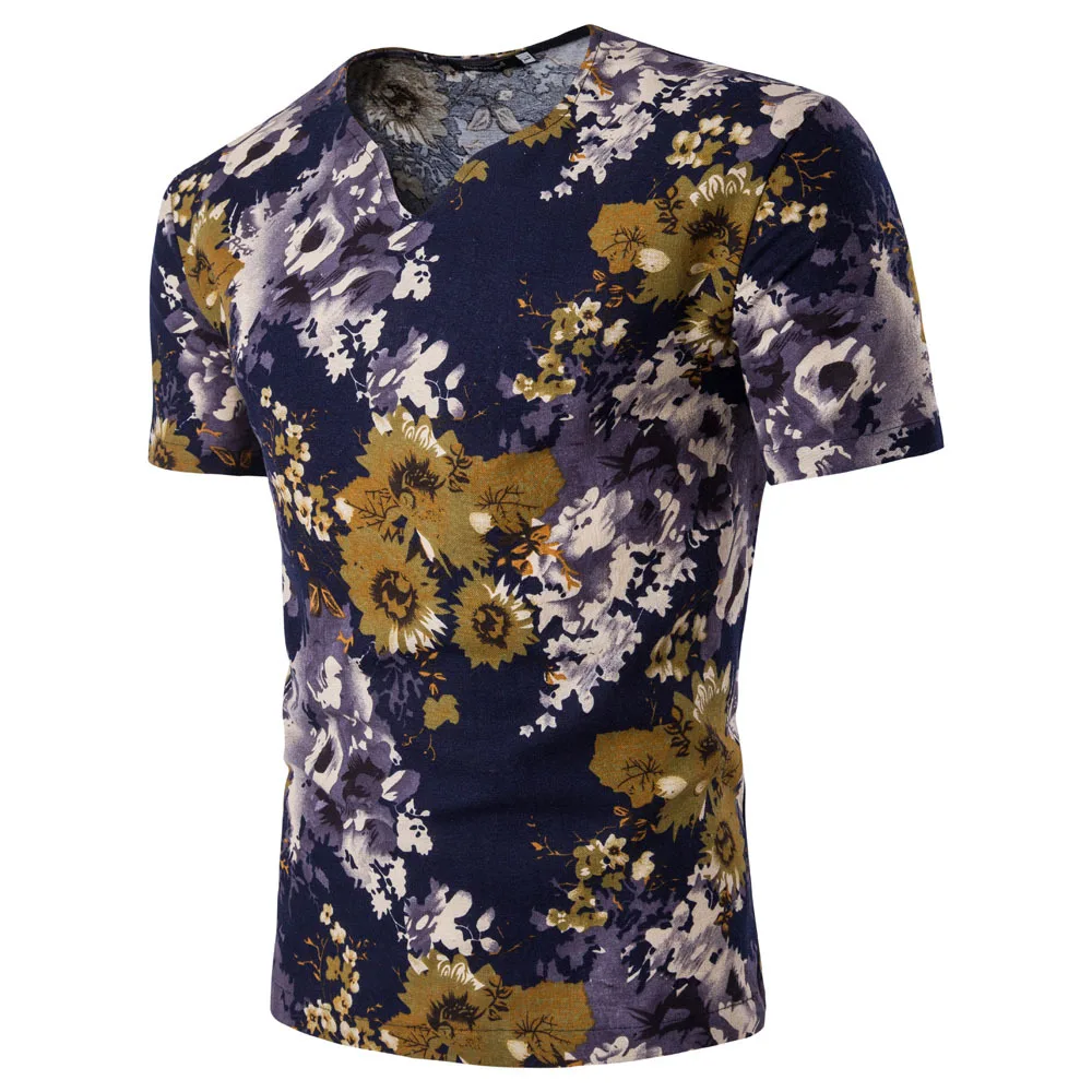 Мода 2017 г. Для мужчин платье футболка с принтом повседневные v образным вырезом