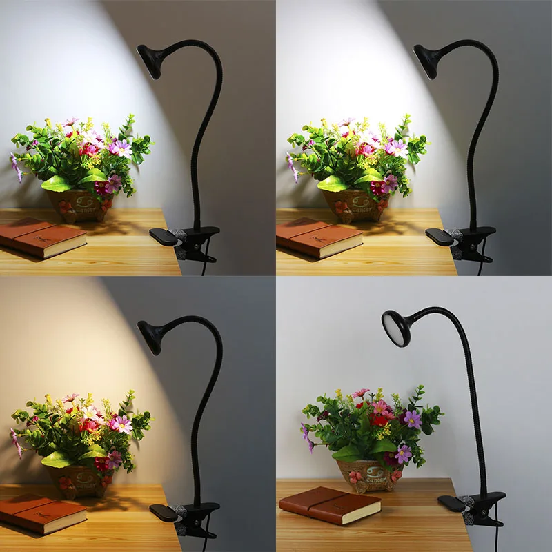 TZ Table Lamp Usb LED Clip Rechargeable Dimmable Gooseneck Reading Desk Book Light For Bed Office Study Desktop 5DV 3W Aluminum | Лампы и