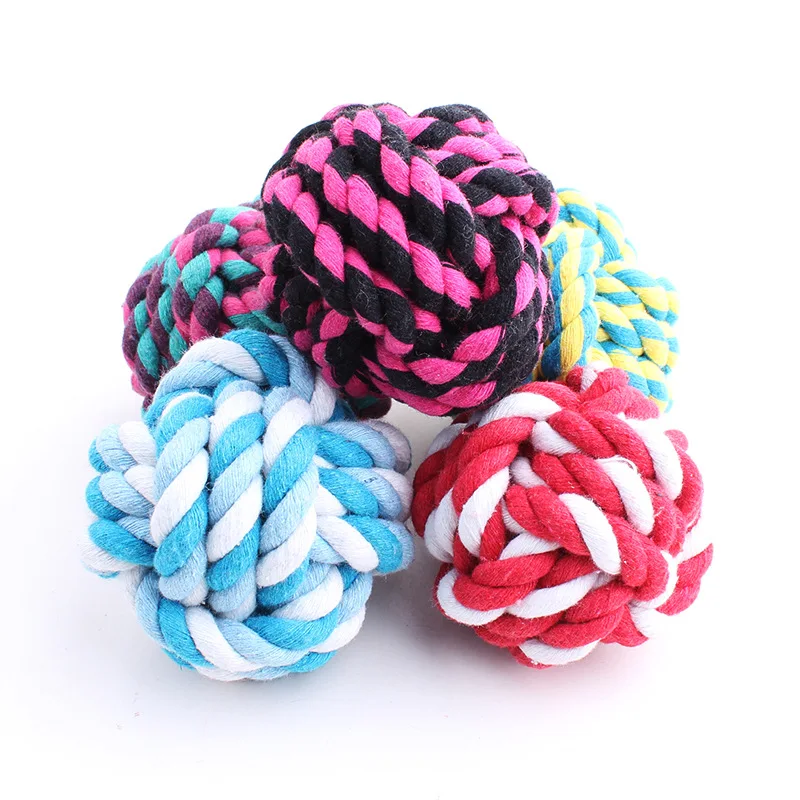 Pets Rope Ball Toys Bite Colorful Squeak Dog Wool Pet Puppy Chew 30% off | Дом и сад