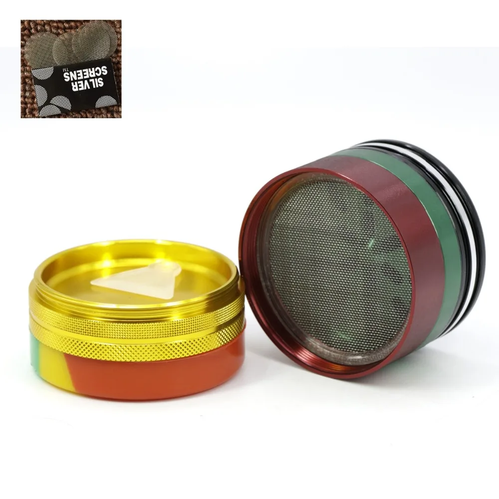 Hot 1Pcs 62x63 mm 5-layer color silicone cover smoking herbal grinder high quality grinding tobacco pipe fittings | Дом и сад