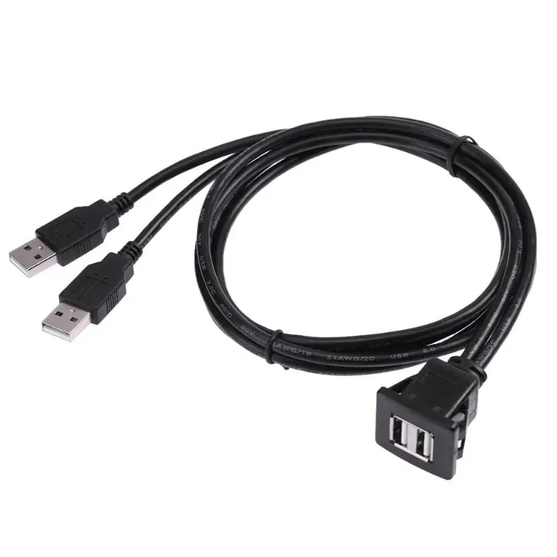 1 м USB панельный кабель для скрытого монтажа двойной 2 0 A крепления на автомобиль
