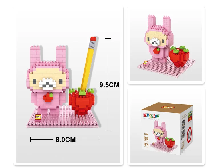 LOZ Diamant Blocs Ours Fraise Lapin Porte-Stylo Blanc Mignon Belle украшение для дома популярная одежда