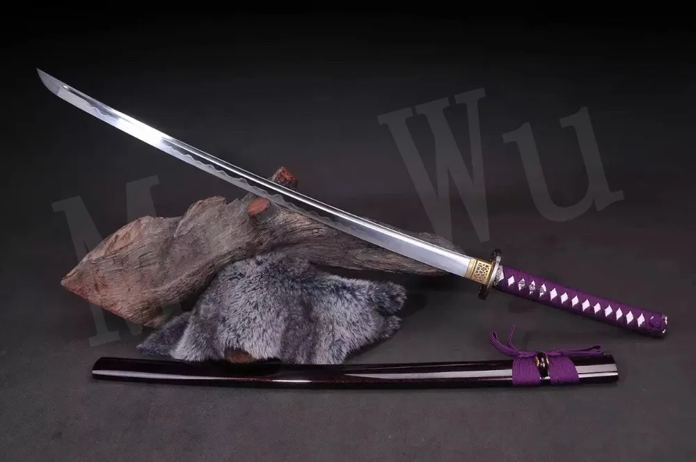 

Handmade Casting katana Japanese Samurai Sword Katana High Carbon bushido collectibles 1065 steel Full Tang Violet