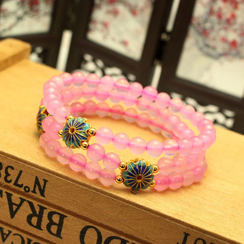 Оптовая продажа браслеты из натурального красного розового кристалла 6 мм бусины