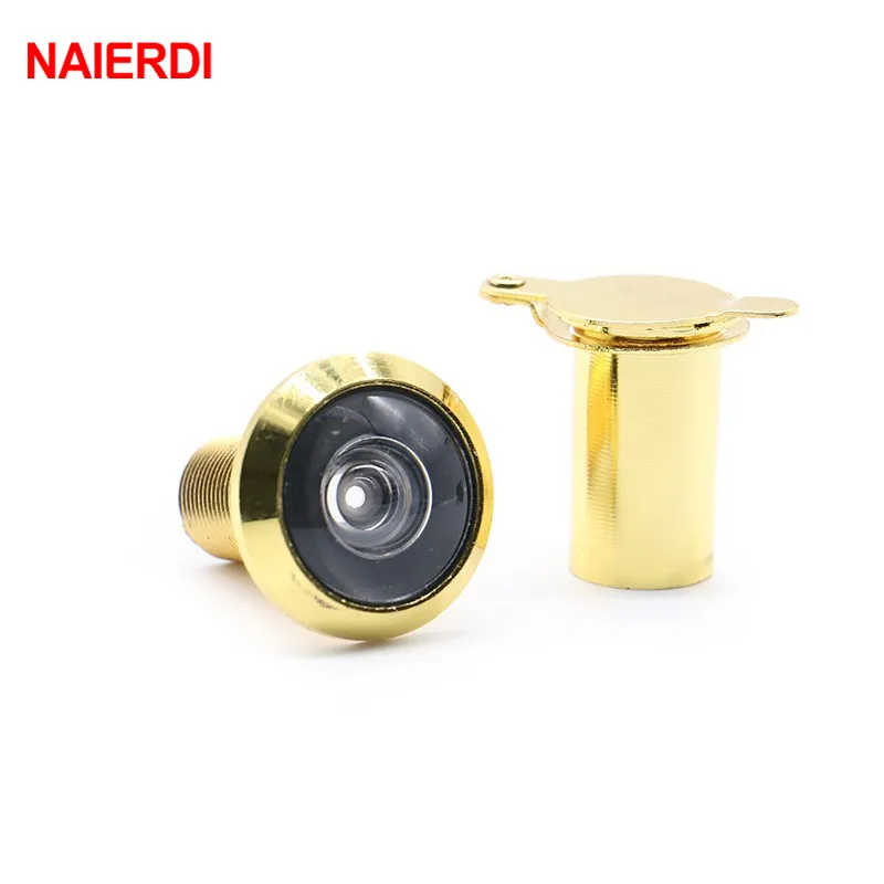 Дверной глазок NAIERDI Deluxe 200 градусов латунный широкий угол хромированный