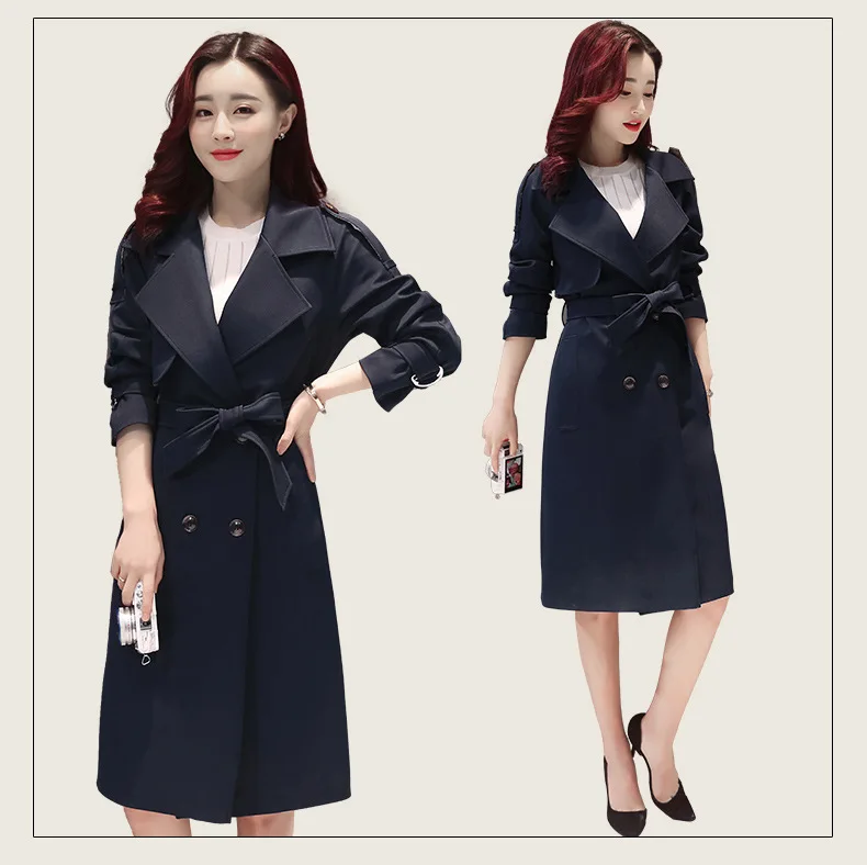 Осенний женский классический двубортный тренчкот деловая верхняя