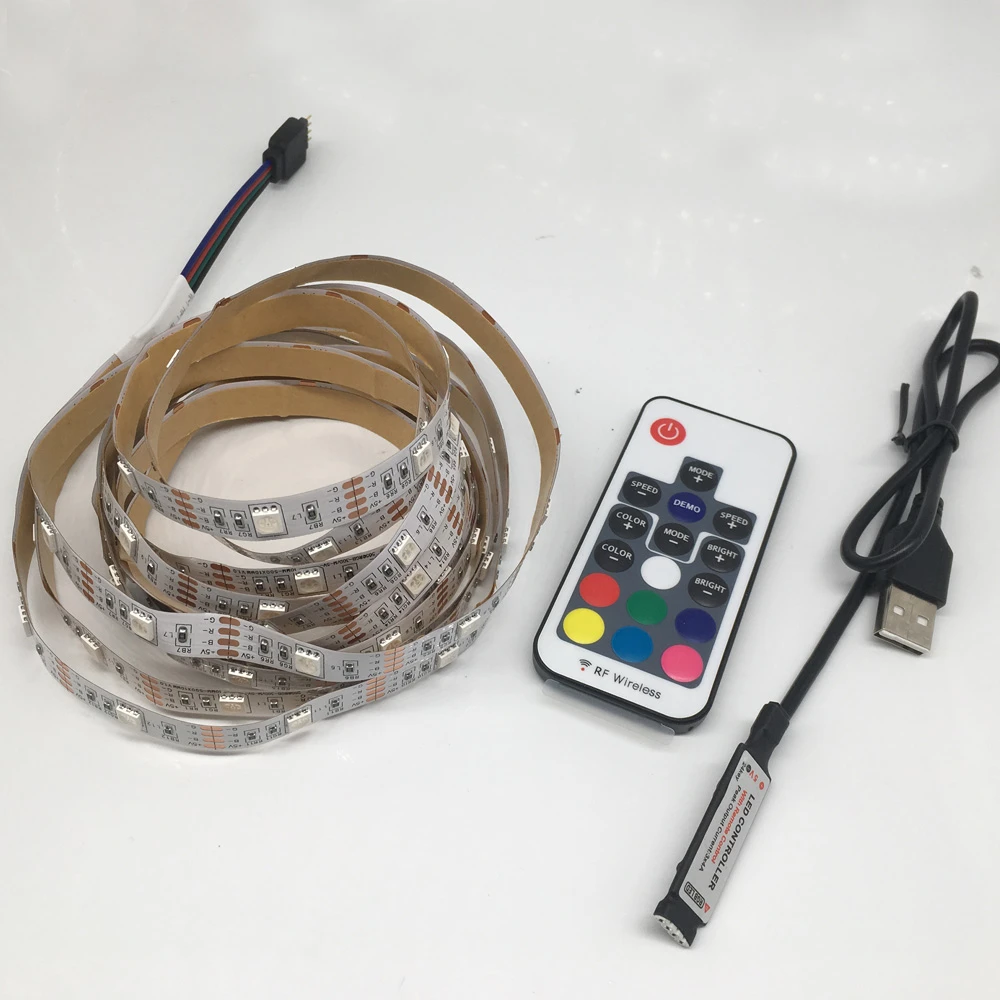 DC5V USB светодио дный полосы 5050 RGB гибкие свет 1м 2м ТВ фонового освещения RGB светодио дный клейкая лента IP20/IP65 водонепроницаемый