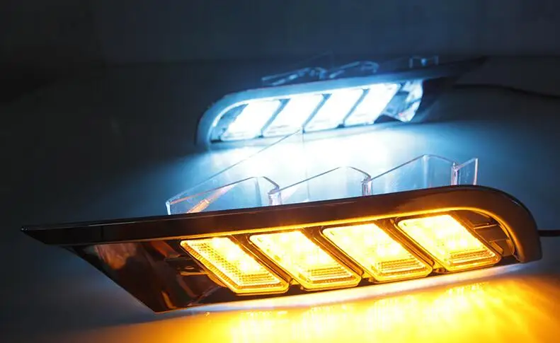 white yellow blue Для Nissan Kicks- водонепроницаемый желтый сигнал поворота реле автомобильный Стайлинг 12 В светодиодный DRL дневные ходовые огни дневной противотуманный фонарь - Цвет: white yellow blue