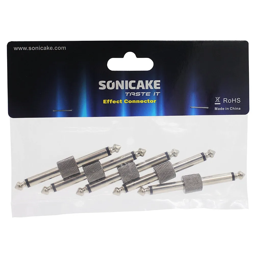 Sonicake 1/4 дюймов гитарная педаль прямой соединитель 5 пачек &quot(6 35 мм) разъем моно QEC