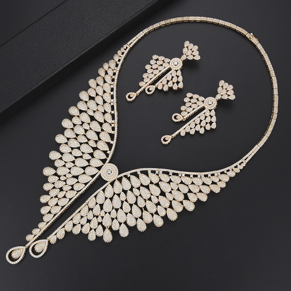 missvikki Design Fashion Collar Trendy Bangle Earrings Necklace Ring Jewelry Set Full Water Drop Shape Luxury Wedding | Украшения и