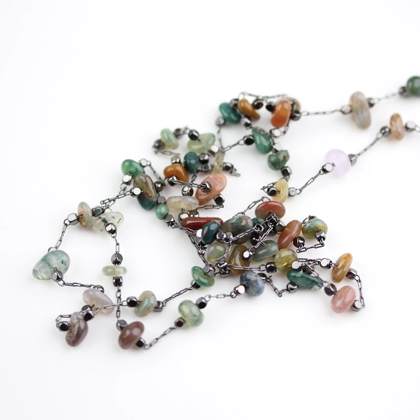 

Smooth Natural India Agates Chips Chains Jewelry,Golden/Black Plated Copper Links Necklace Making,5Meters